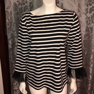 J Crew Striped Long Sleeve Shirt w Lace Cuffs
